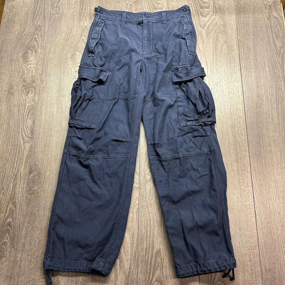 Aritzia Tna Supply Cargo Pants 28 Navy Blue Wide Leg Drawstring Hem Women Size 6